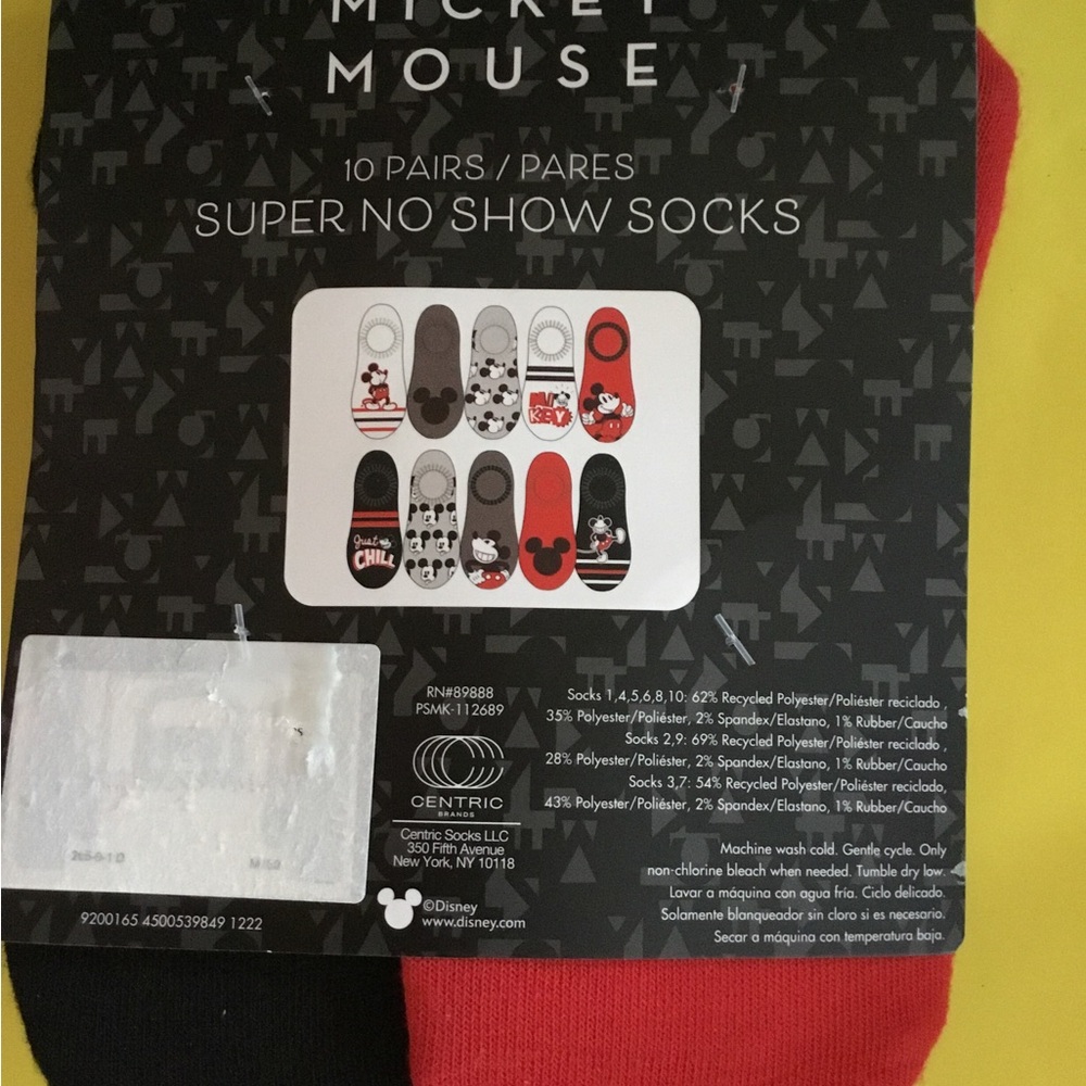 Disney Mickey Mouse Super No Show Socks - Red and Black